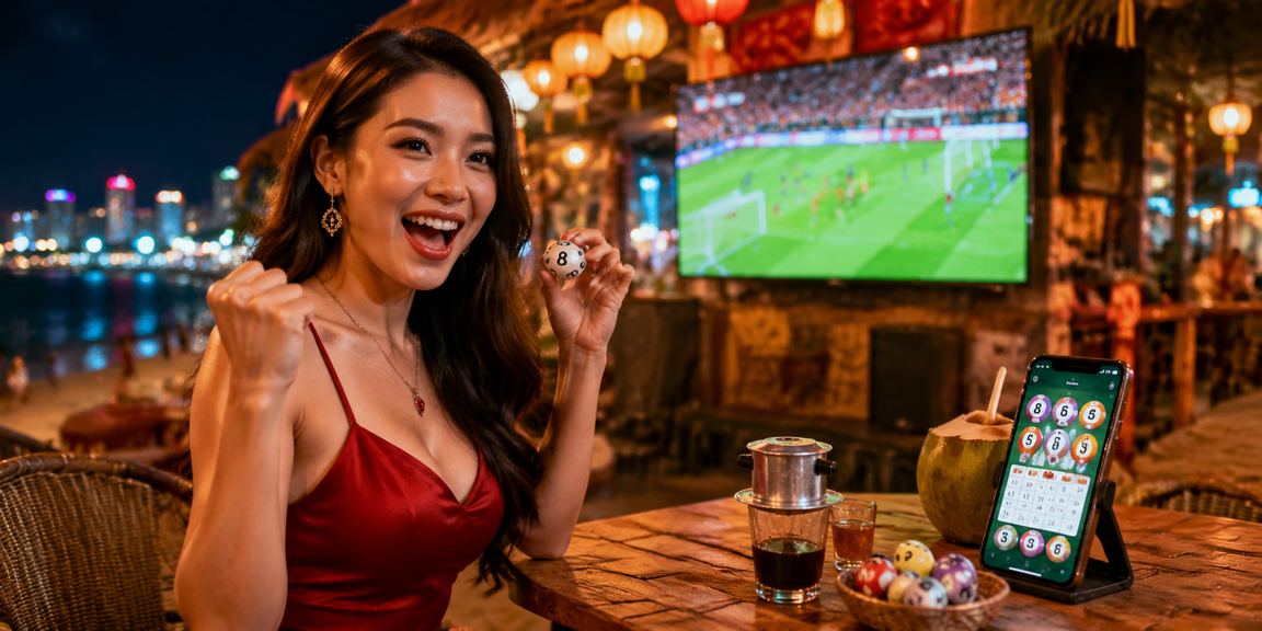 Người dùng tại Nha Trang xem xổ số và lô đề trực tuyến bên ly cà phê